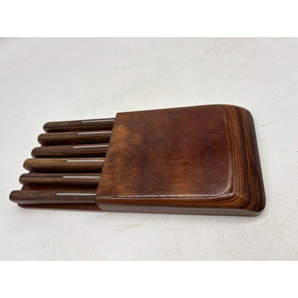 MCMRobeson Cutlery Wood Handles Shur-Edge Gourmet Knives Set Of 6 In Wood Case